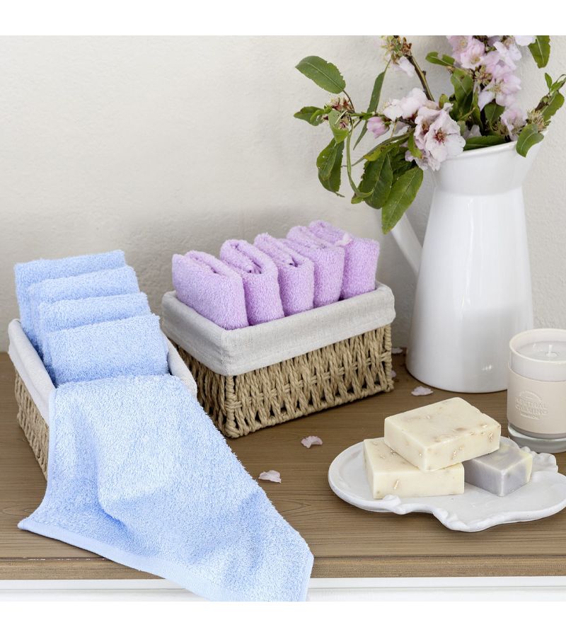 Καλαθάκι με σετ 5τμχ λαβέτες 25x25cm NIMA Bamboo Nest - Light Blue 34645