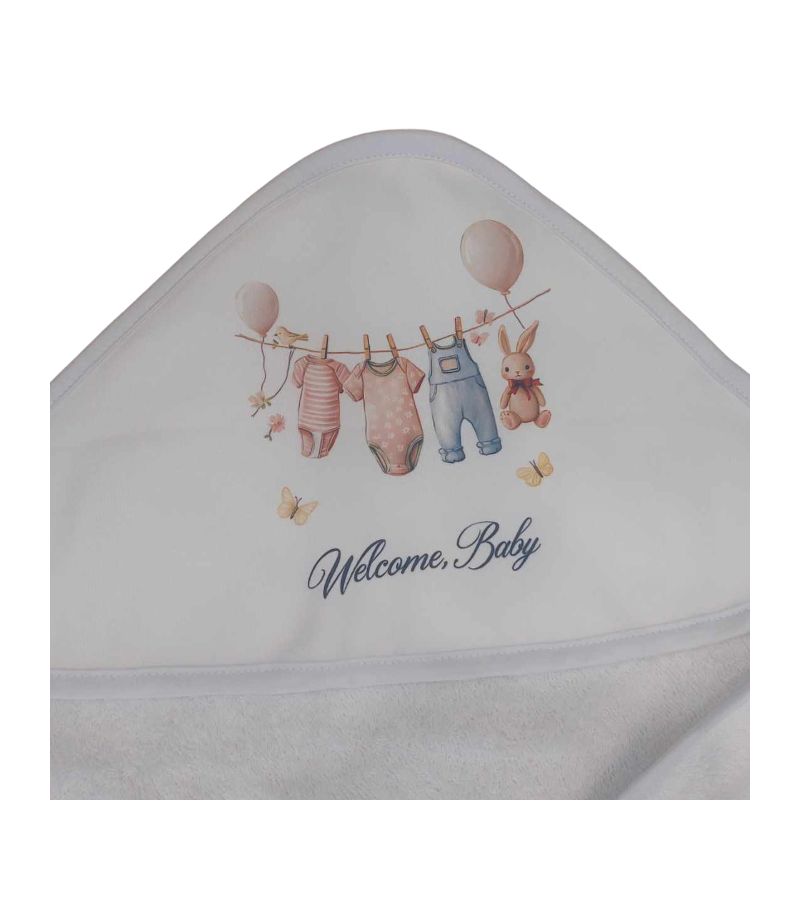 Μπουρνούζι - κάπα (0-12 μηνών) BONJOUR BEBE Welcome Baby - Rabbit 75x75