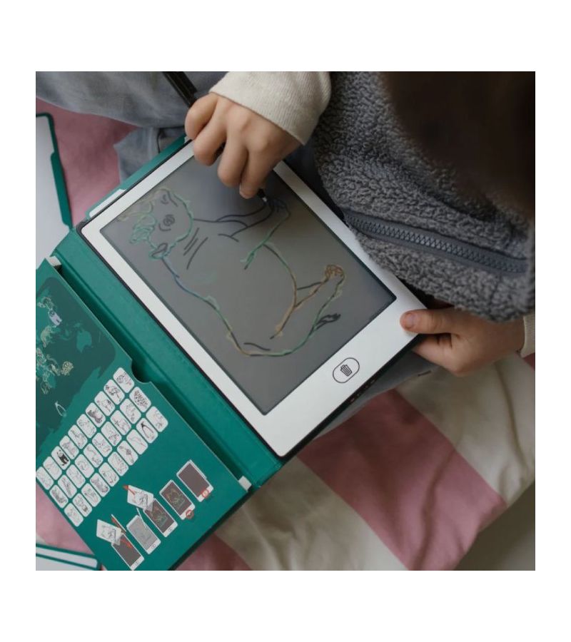 Tablet ζωγραφικής με οθόνη LCD (30 κάρτες) KIDYWOLF Animals Around The World