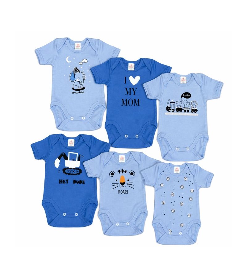 Κοντομάνικο εσώρουχο PRETTY BABY Χρωματιστό Αγόρι Blue Mom 34886 1τμχ