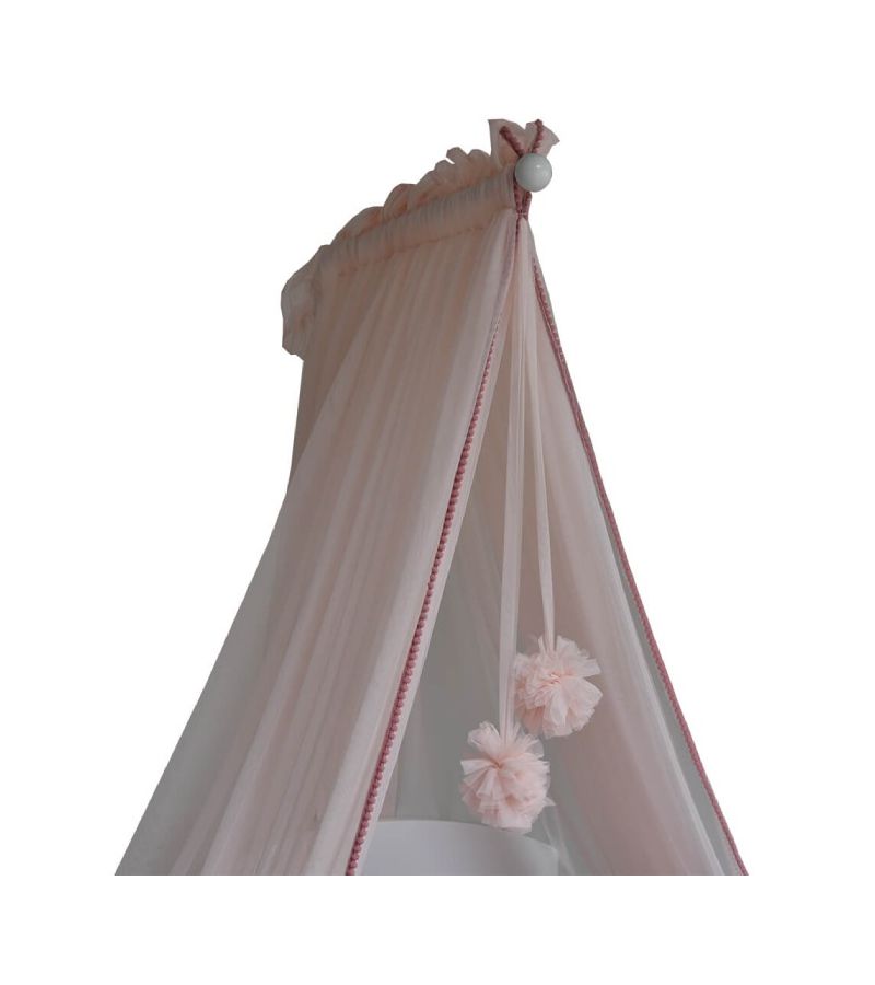 Κουνουπιέρα κρεβατιού BEBE STARS με pom pom PINK 603-185