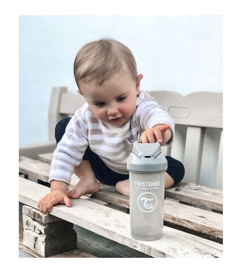 Παγούρι Με Καλαμάκι Σιλικόνης 360ml 6+ Μηνών TWISTSHAKE Pastel Grey 32-08-78680