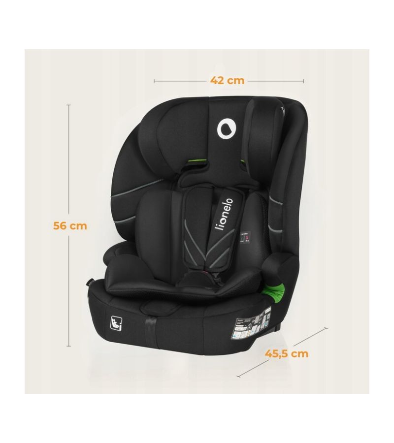 Lionelo Levi Fix i-size Κάθισμα Αυτοκινήτου 76cm-150cm Black Carbon