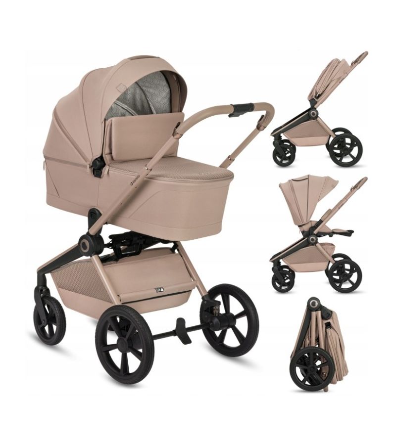 Lionelo Freya Καρότσι Βρεφικό 3 σε 1 έως 22kg με αναδιπλούμενο Πορτ-Μπεμπέ Beige Sand