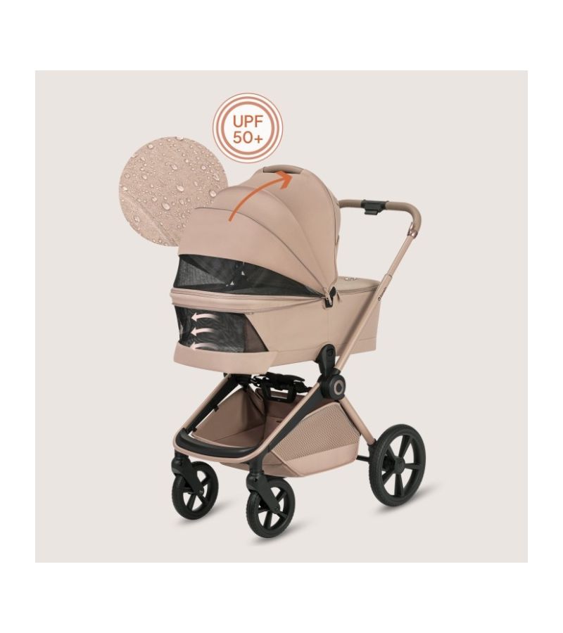 Lionelo Freya Καρότσι Βρεφικό 3 σε 1 έως 22kg με αναδιπλούμενο Πορτ-Μπεμπέ Beige Sand
