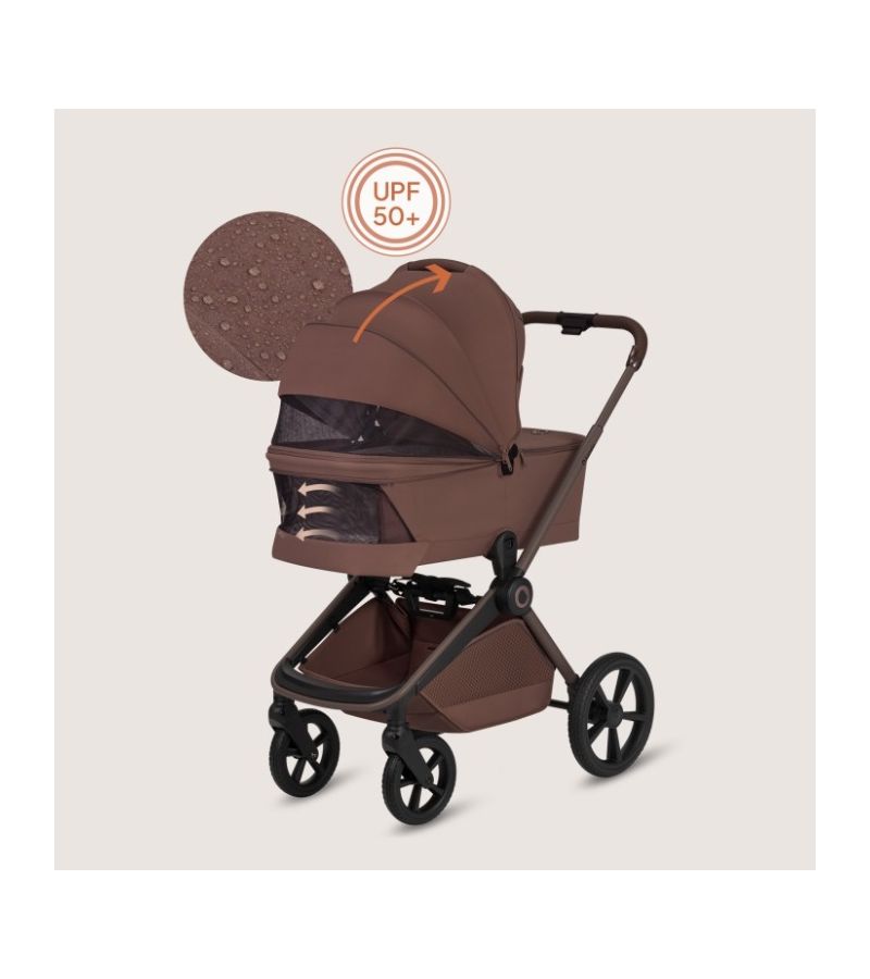 Lionelo Freya Καρότσι Βρεφικό 3 σε 1 έως 22kg με αναδιπλούμενο Πορτ-Μπεμπέ Brown Chocolate