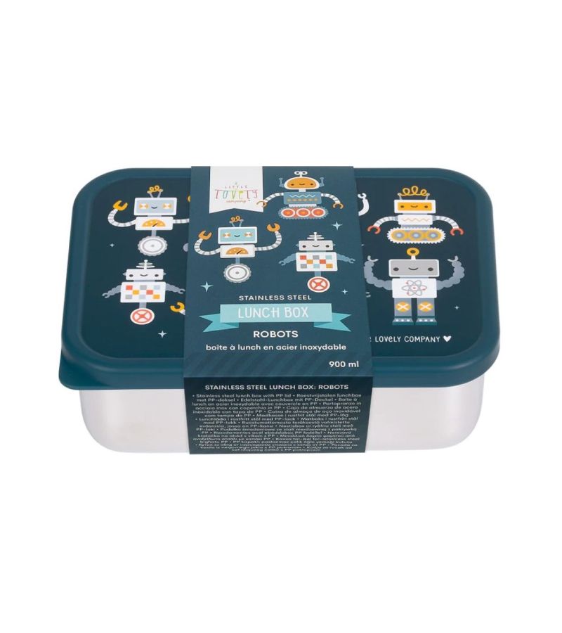 Δοχείο φαγητού από ανοξείδωτο ατσάλι A LITTLE LOVELY COMPANY 900ml Robots LBSSRO59