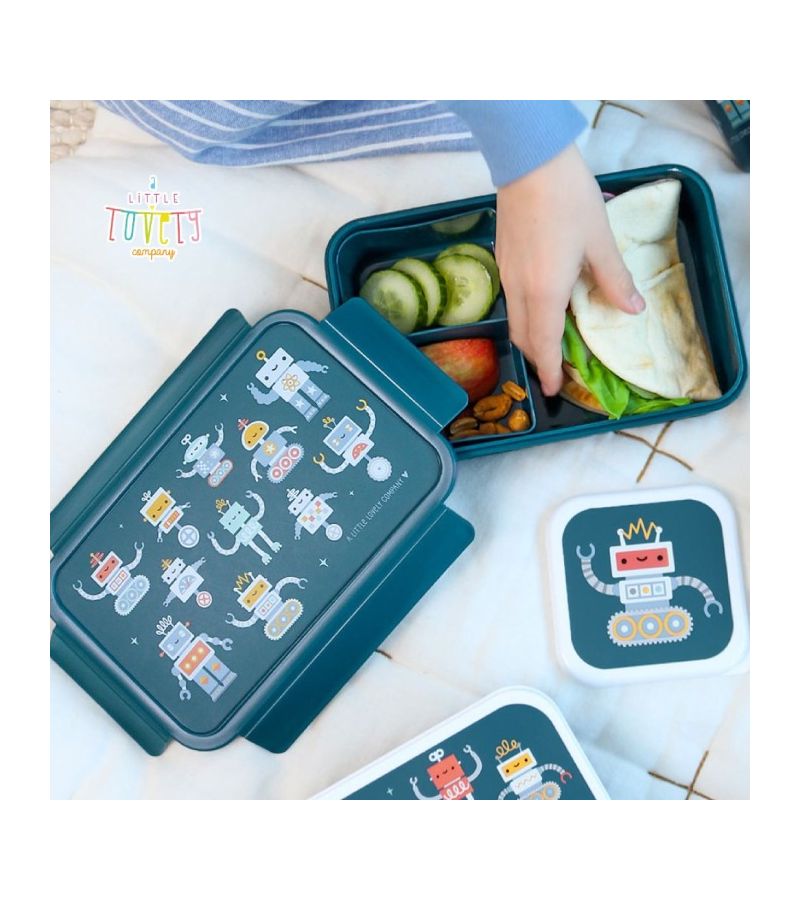 Δοχείο φαγητού Bento Lunch box με χωρίσματα 1,2L Robots A LITTLE LOVELY COMPANY BBROBU82