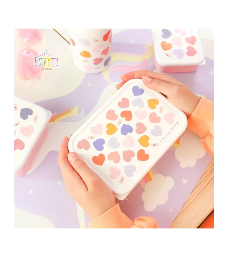 Δοχείο φαγητού από ανοξείδωτο ατσάλι A LITTLE LOVELY COMPANY 900ml Hearts LBSSHE57