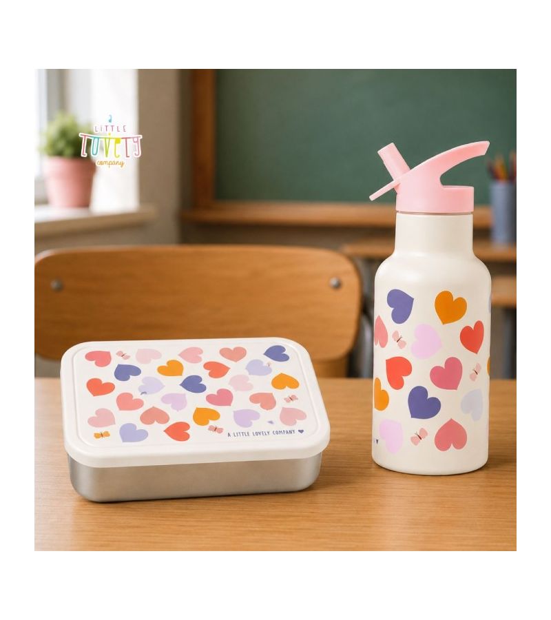 Δοχείο φαγητού από ανοξείδωτο ατσάλι A LITTLE LOVELY COMPANY 900ml Hearts LBSSHE57