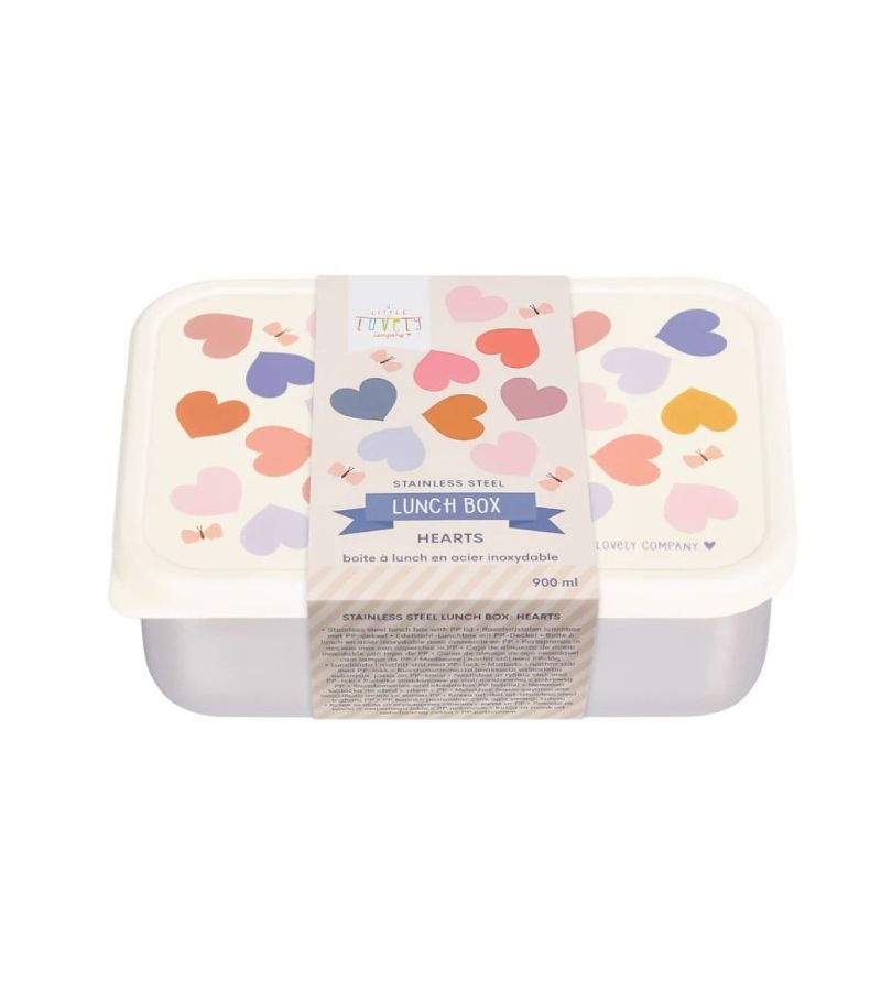 Δοχείο φαγητού από ανοξείδωτο ατσάλι A LITTLE LOVELY COMPANY 900ml Hearts LBSSHE57