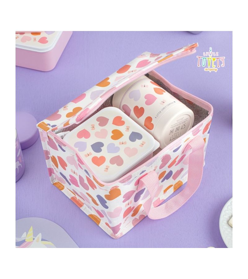 A LITLE LOVELY COMPANY Τσαντάκι μεταφοράς φαγητού 23x16x16 Hearts CBHEMU36