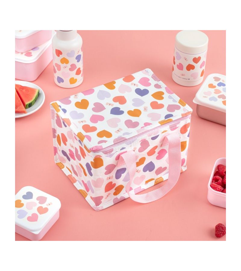 A LITLE LOVELY COMPANY Τσαντάκι μεταφοράς φαγητού 23x16x16 Hearts CBHEMU36