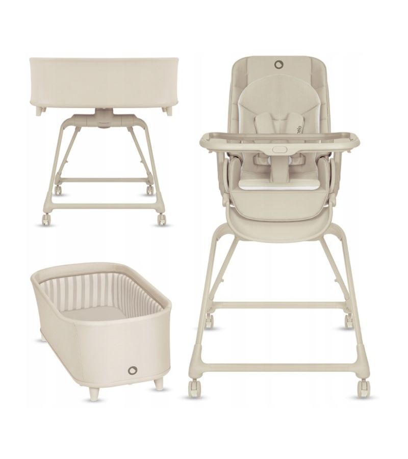 Lionelo Maddie Set Λίκνο-Ρηλάξ & Καρεκλάκι Φαγητού 3 σε 1 Beige