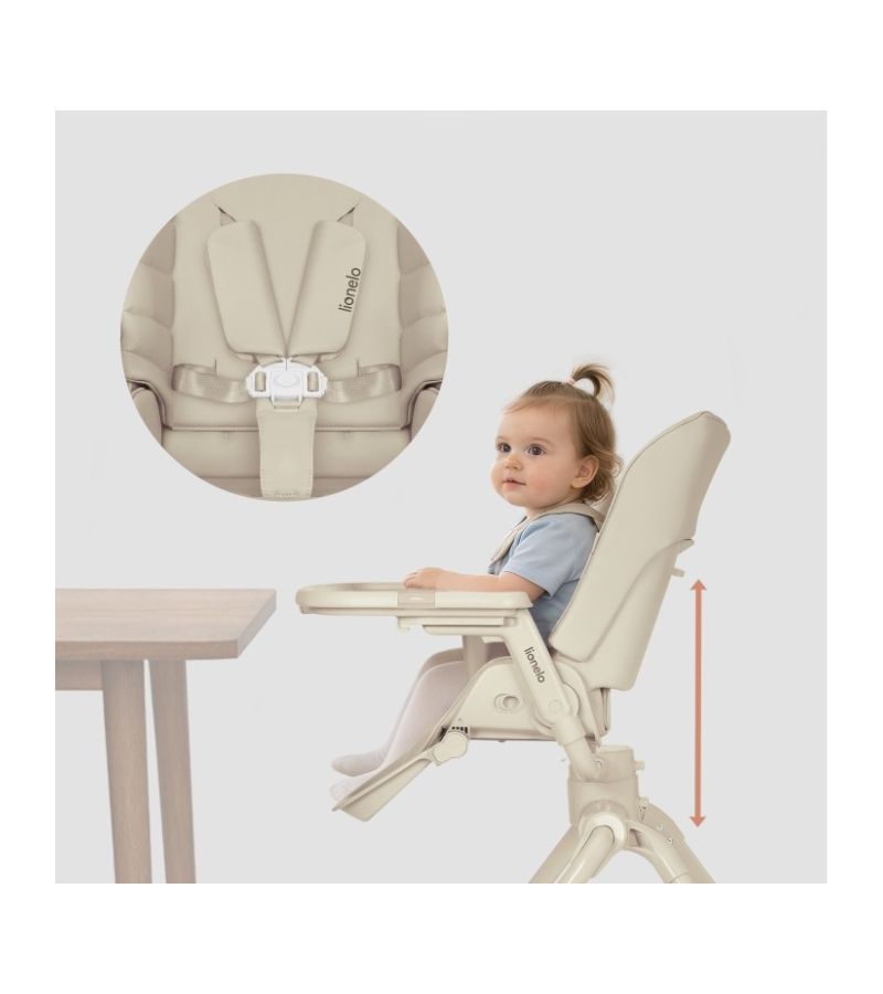 Lionelo Maddie Set Λίκνο-Ρηλάξ & Καρεκλάκι Φαγητού 3 σε 1 Beige