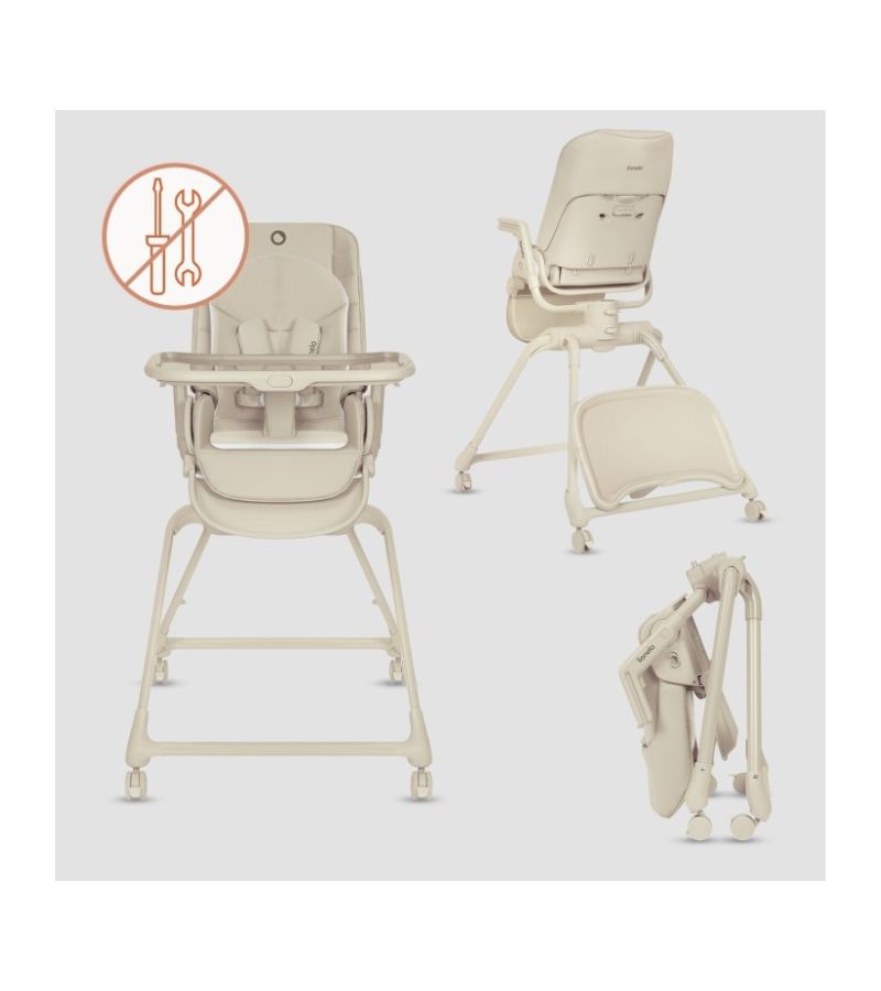 Lionelo Maddie Set Λίκνο-Ρηλάξ & Καρεκλάκι Φαγητού 3 σε 1 Beige