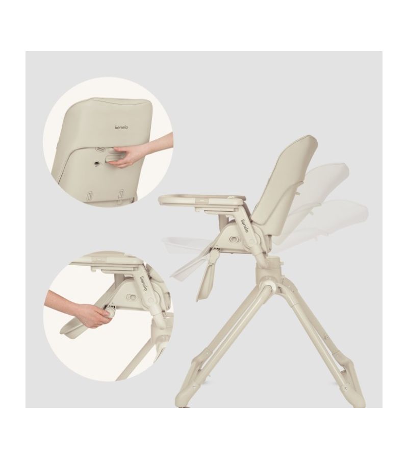 Lionelo Maddie Set Λίκνο-Ρηλάξ & Καρεκλάκι Φαγητού 3 σε 1 Beige