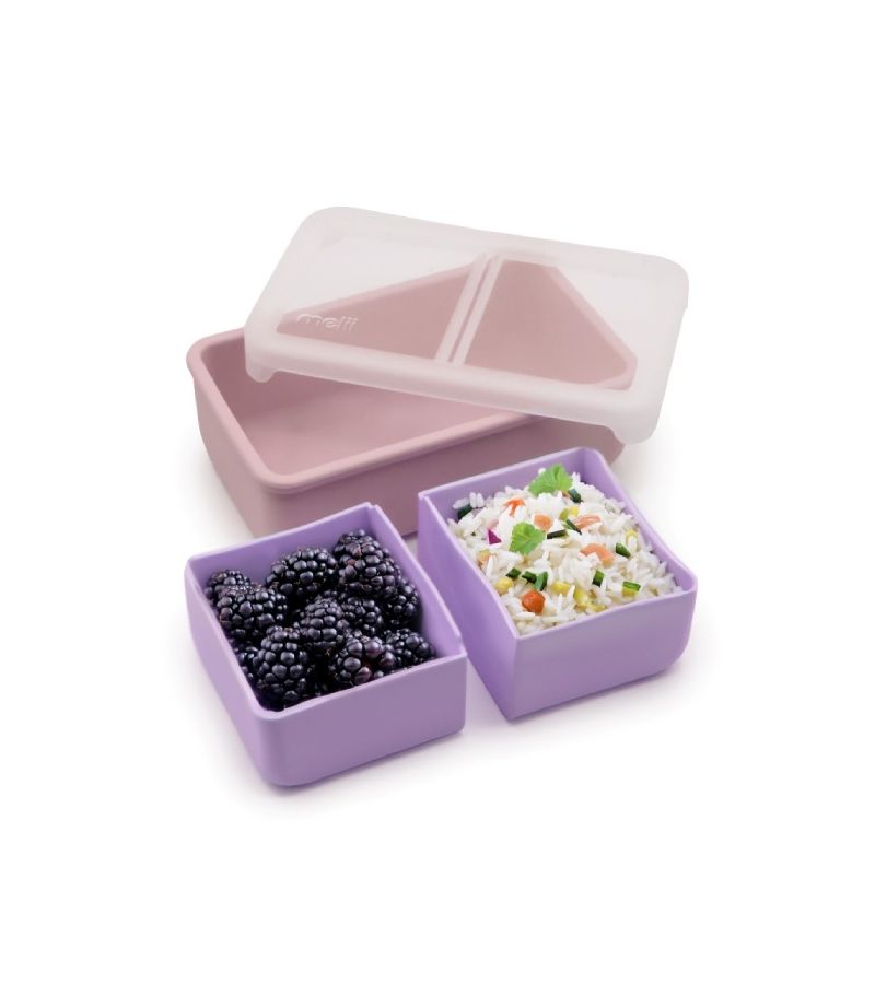 Melii – Bento Σιλικόνης 2 Θέσεων 700ml Pink/Purple MEL22300