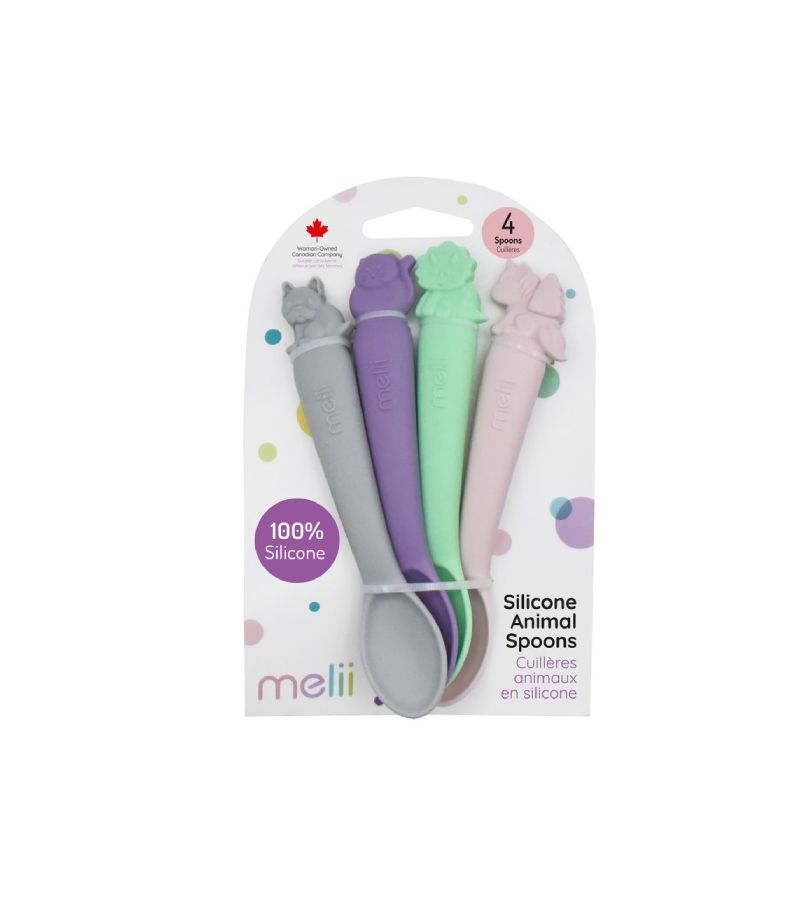 Melii – Κουτάλια Σιλικόνης με Ζωάκια 4 τεμ Ροζ MEL28000