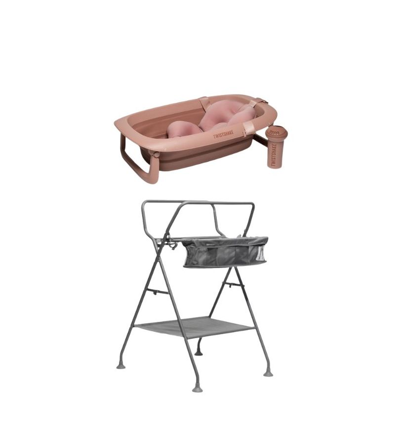 Βρεφικό Μπανάκι Twistshake με Μειωτή Και Βοηθητική Κανάτα Faded Pink με μεταλλική βάση