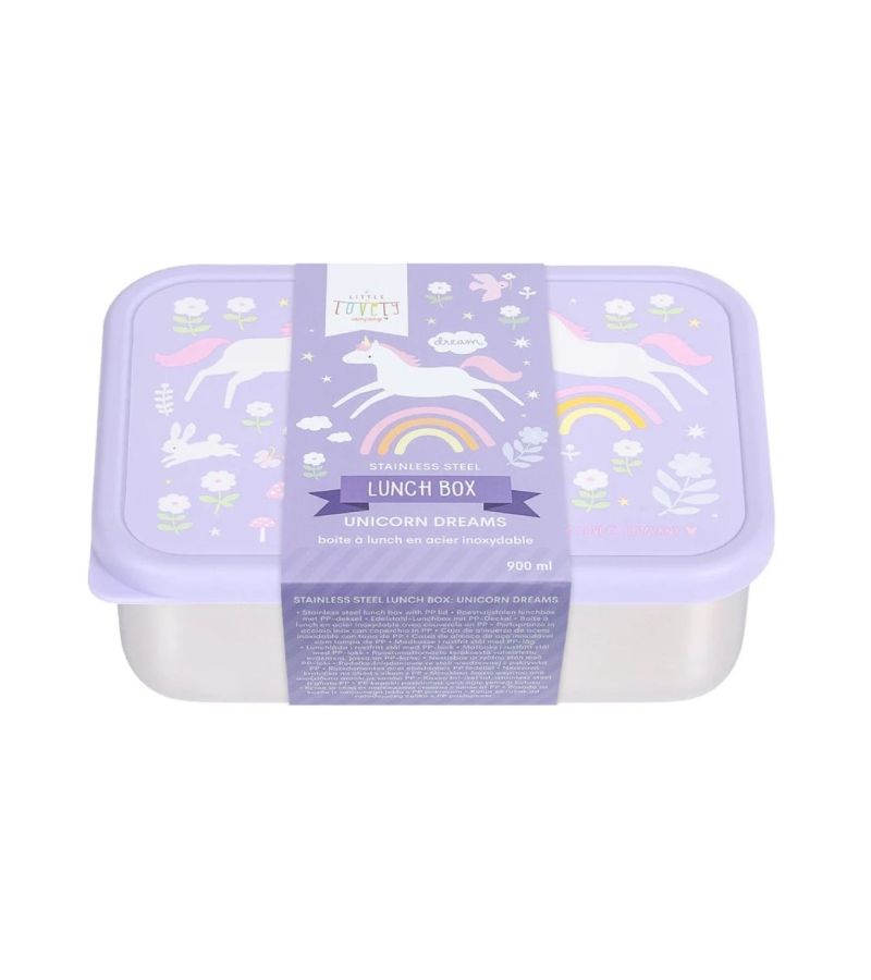 Δοχείο φαγητού από ανοξείδωτο ατσάλι A LITTLE LOVELY COMPANY 900ml Unicorn dreams LBSSUD54