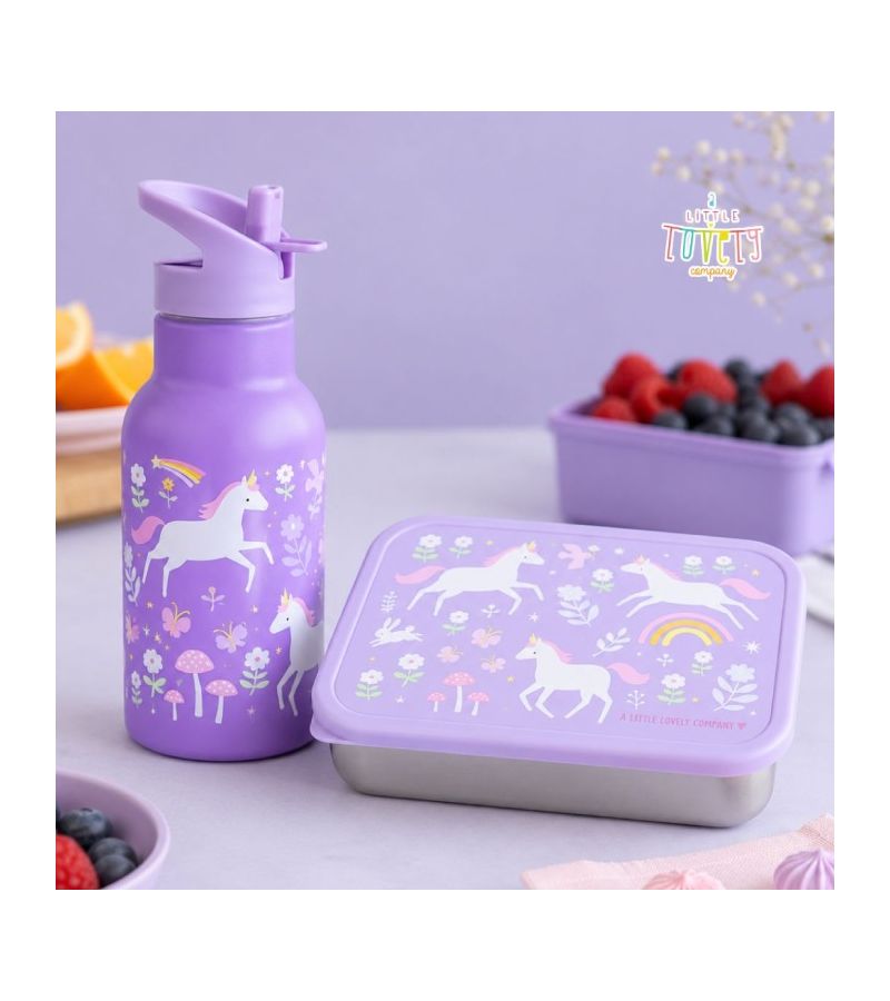 Δοχείο φαγητού από ανοξείδωτο ατσάλι A LITTLE LOVELY COMPANY 900ml Unicorn dreams LBSSUD54