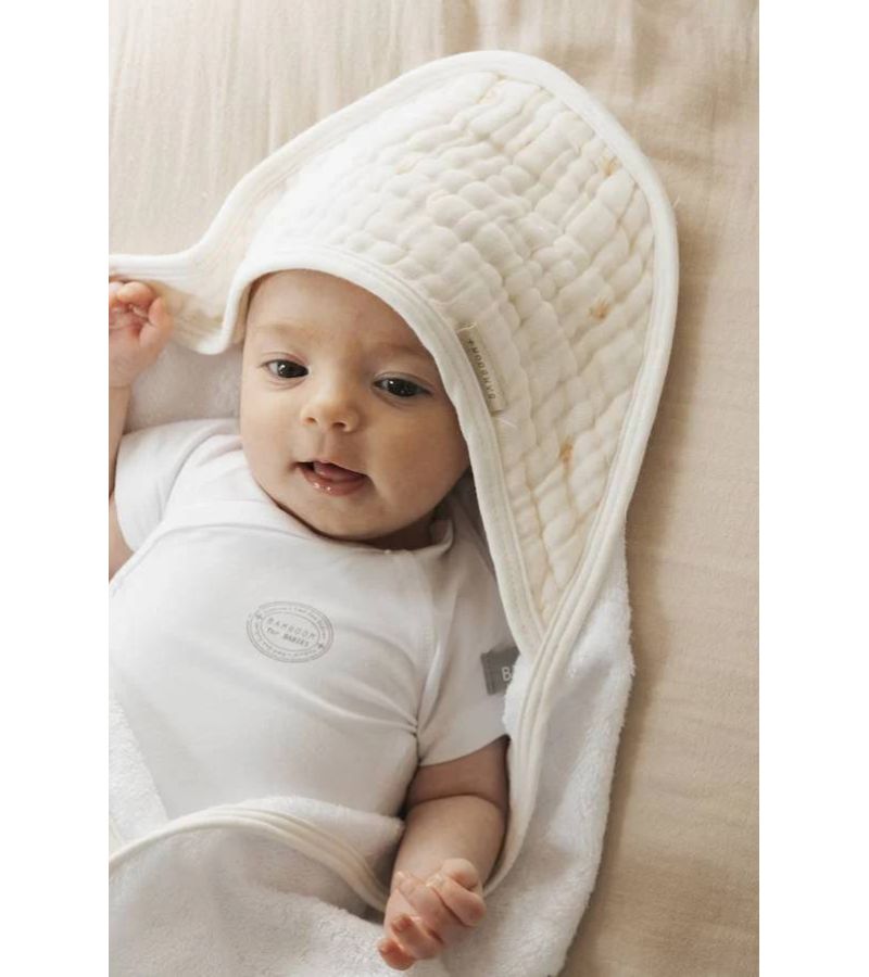 Μπουρνούζι - κάπα & γάντι μπάνιου από ύφασμα μπαμπoύ BAMBOOM 75x75 Olives Neutral