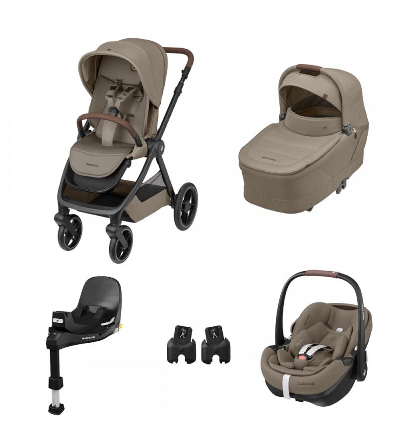 Πολυκαρότσι 3 σε 1 MAXI COSI Oxford Twillic Truffle με ΔΩΡΟ Βάση Family FIX 360 pro