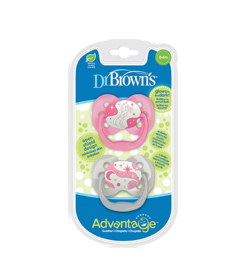 Πιπίλα νυκτός Advantage DR BROWN\'S 0-6 μηνών ροζ PA12003