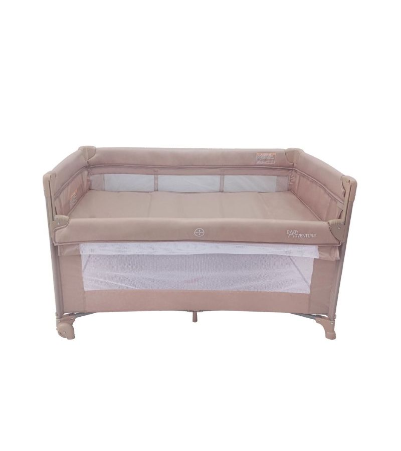 Παρκοκρέβατο BABY ADVENTURE Dream 2 επιπέδου με ανοιγόμενη πλευρά Beige BR79783