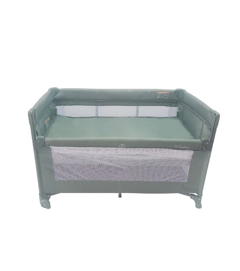 Παρκοκρέβατο BABY ADVENTURE Dream 2 επιπέδου με ανοιγόμενη πλευρά Khaki BR79784