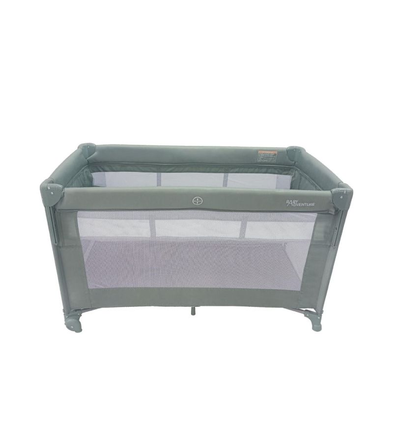 Παρκοκρέβατο BABY ADVENTURE Dream 2 επιπέδου με ανοιγόμενη πλευρά Khaki BR79784