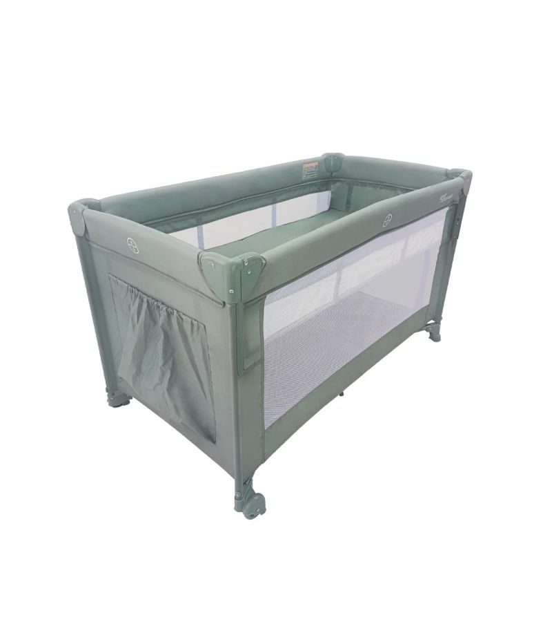 Παρκοκρέβατο BABY ADVENTURE Dream 2 επιπέδου με ανοιγόμενη πλευρά Khaki BR79784