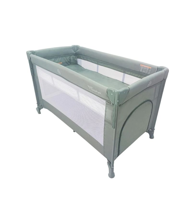 Παρκοκρέβατο BABY ADVENTURE Dream 2 επιπέδου με ανοιγόμενη πλευρά Khaki BR79784