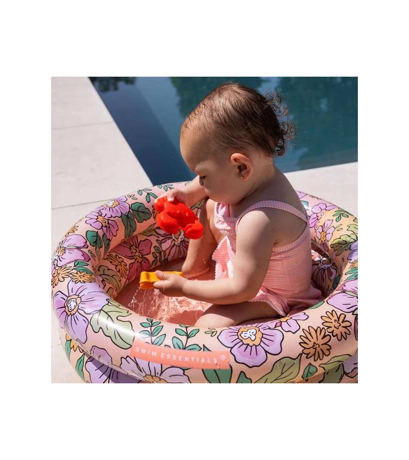 SWIM ESSENTIALS Φουσκωτή πισίνα Ø60εκ. με δύο αεροθαλάμους για μωρά από 0 μηνών - Pink Blossom SWE-2022SE316