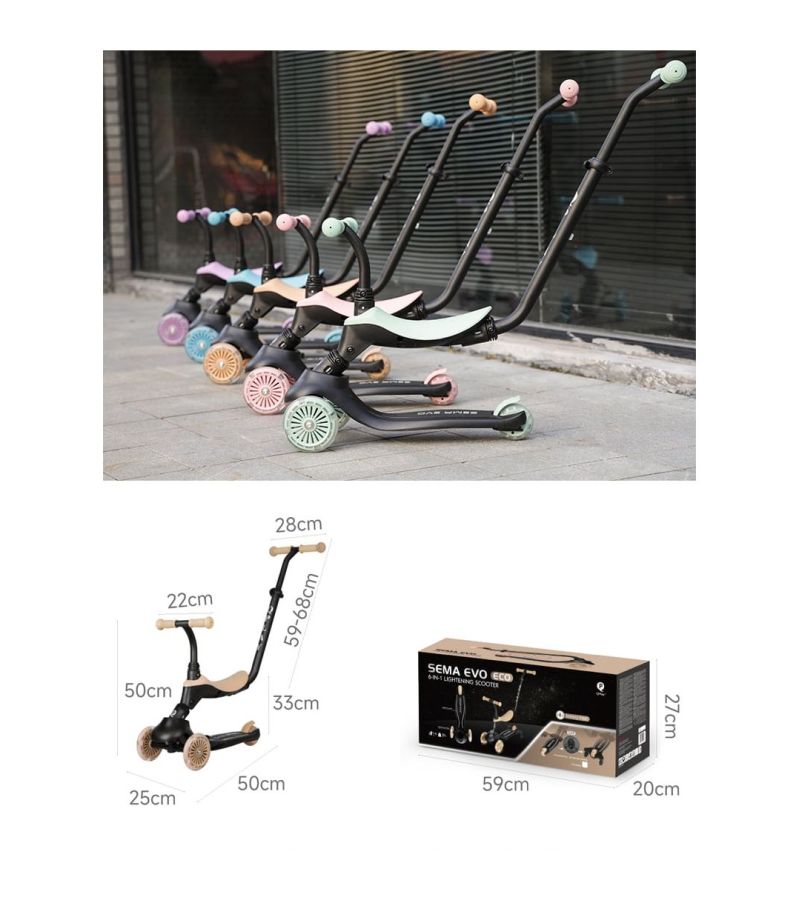 QPlay Sema Evo 6in1 Πατίνι Coral Pink