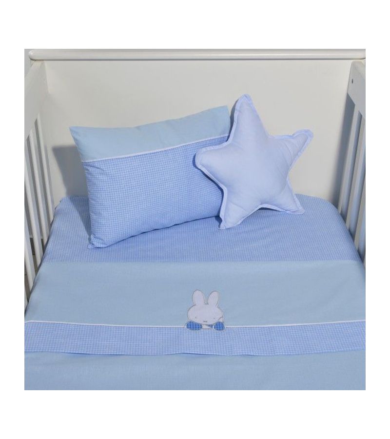 Σεντόνια κούνιας 3τμχ 110x170 BABY OLIVER Miffy Σιελ Καρό 48-8706/69