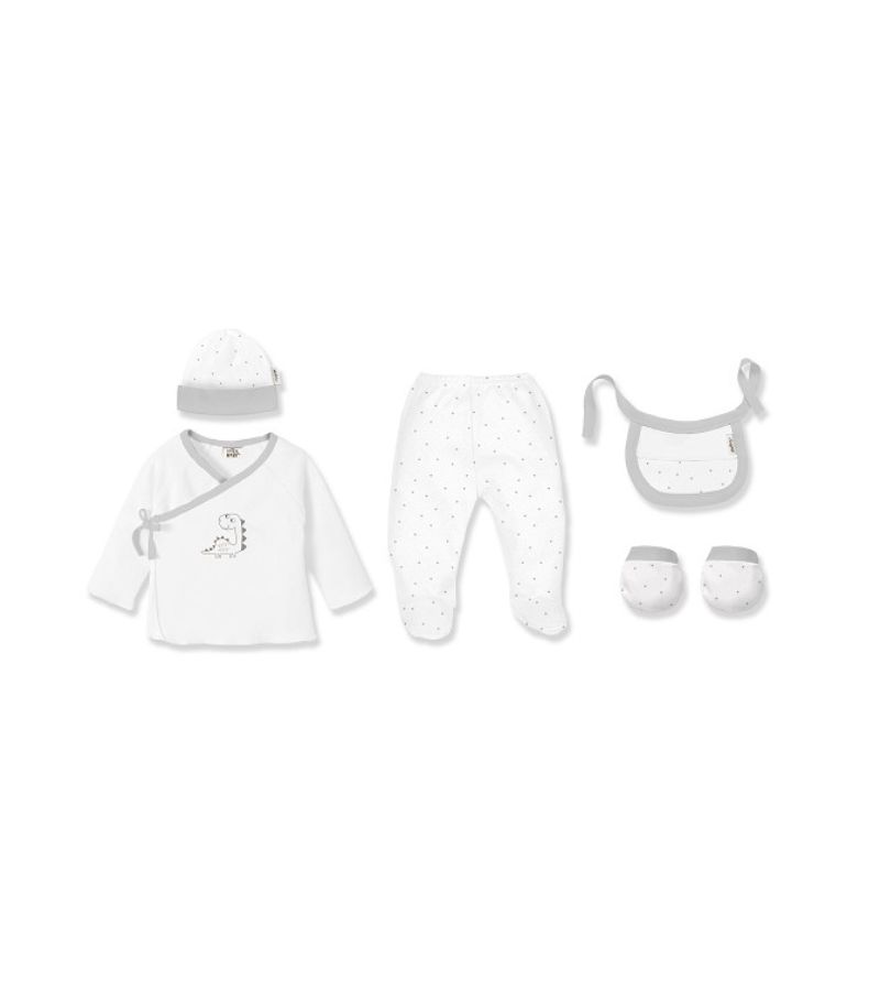 Interbaby Dinosaur Σετ Δώρου 5 τμχ (0-6 μηνών) White-Grey