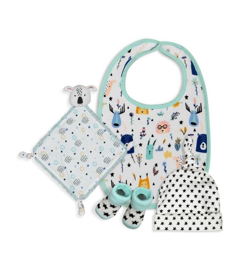 Interbaby Σετ Δώρου Κοάλα 4 τμχ (0-6 μηνών) White-Green SET54-13