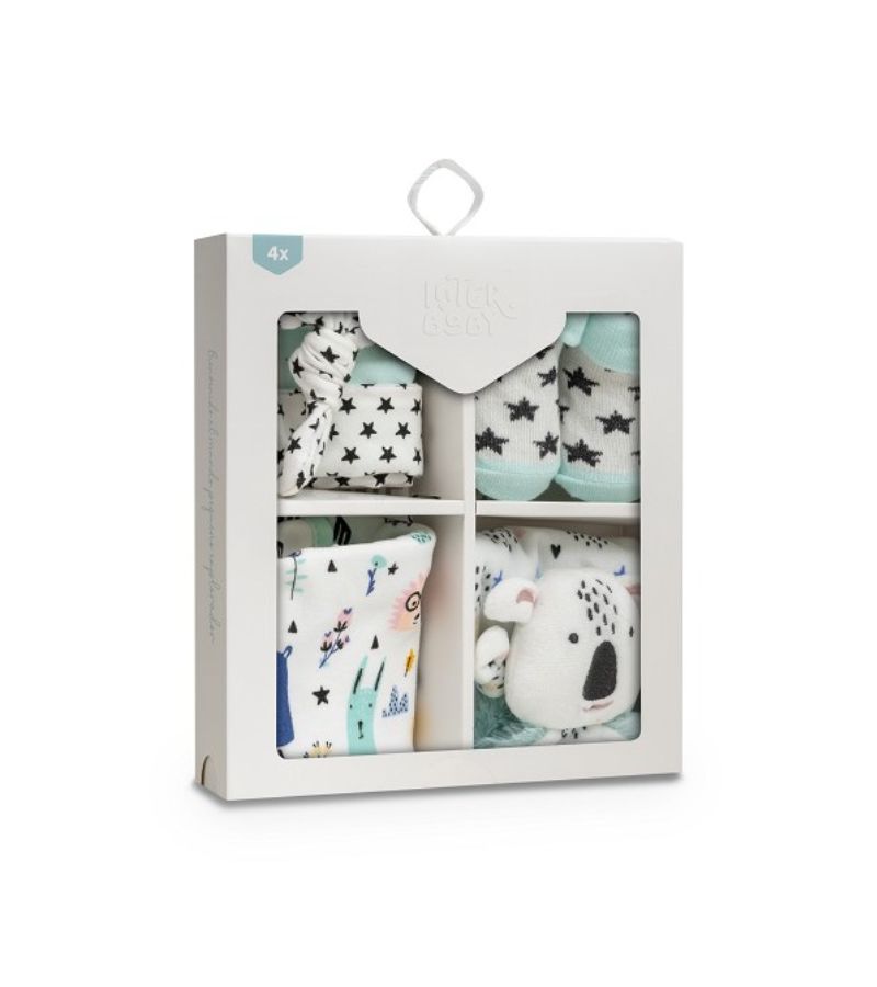 Interbaby Σετ Δώρου Κοάλα 4 τμχ (0-6 μηνών) White-Green SET54-13