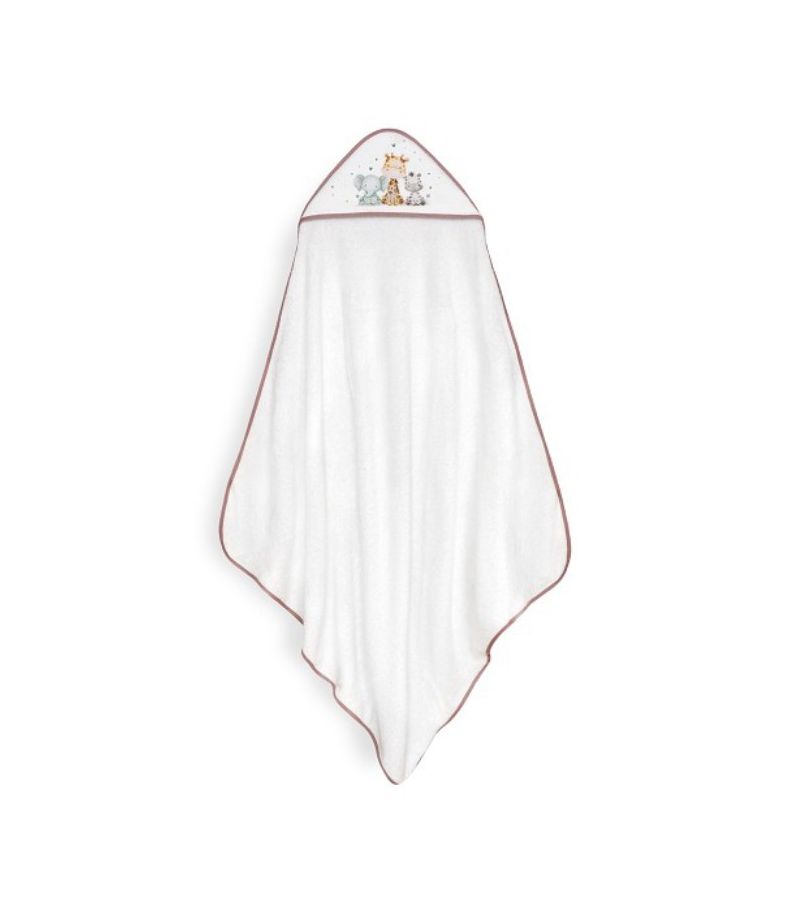 Interbaby Jirafa Elefante Μπουρνούζι Κάπα & Σαλιάρα White-Dark Pink 1252-105