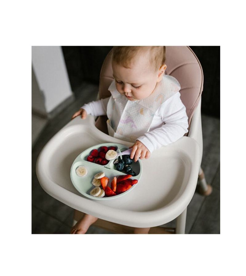 Πιάτο σιλικόνης BABYONO με βεντούζες και χωρίσματα Μέντα BN1482/03