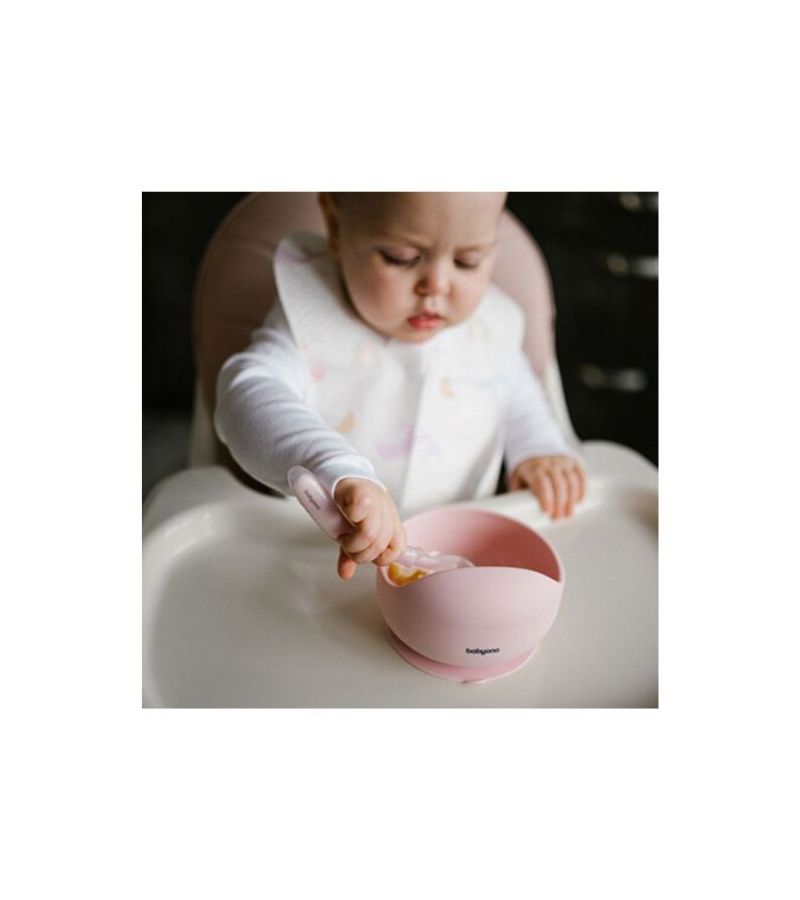 Μπωλ σιλικόνης με βεντούζα BABYONO Pink BN1481/02