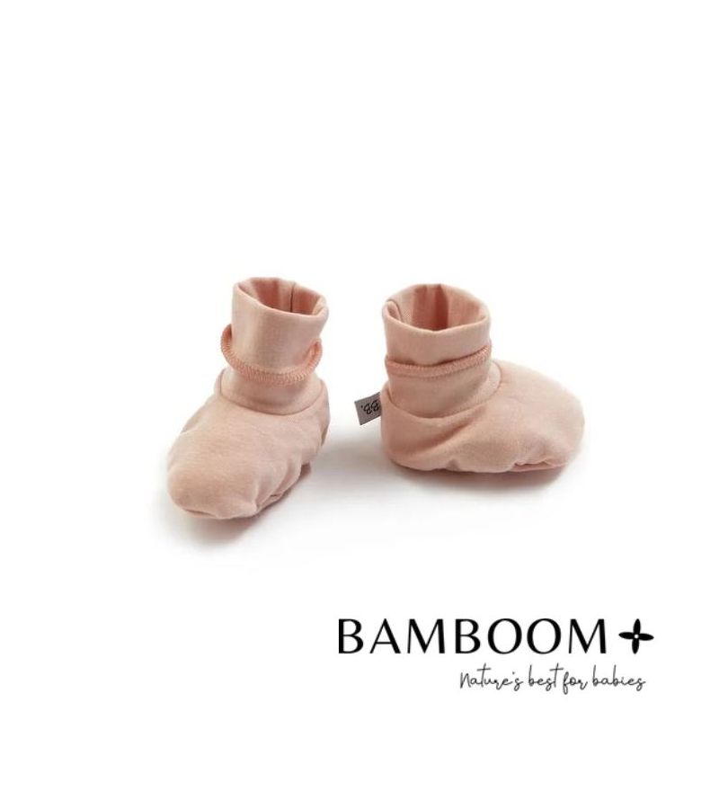 Βρεφικά καλτσοπαντοφλάκια για νεογέννητο από ύφασμα μπαμπού BAMBOOM Pink 108-04