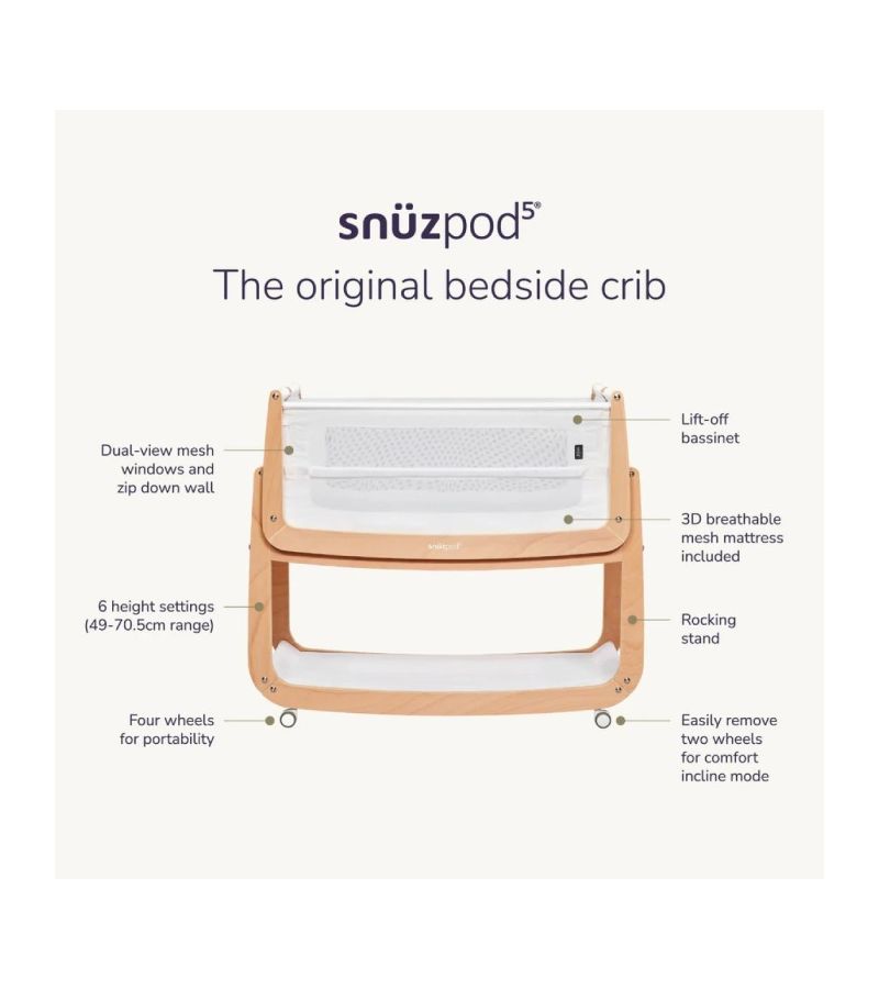 SNUZ Βρεφικό Λίκνο Snuzpod5 Cashmere GSFN050G