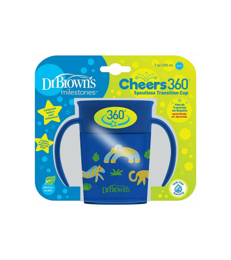 Κύπελλο με λαβές 200ml DR BROWN\'S Cheers 360, χρώμα μπλε με σχέδιο TC71006
