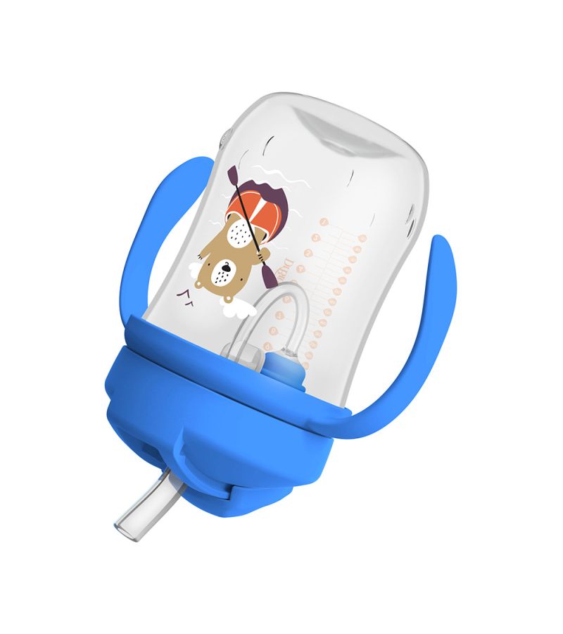 Κύπελλο 270ml με εύπλαστο καλαμάκι DR BROWN\'S Baby\'s First Straw Cup, Μπλε Αρκούδι TC91012