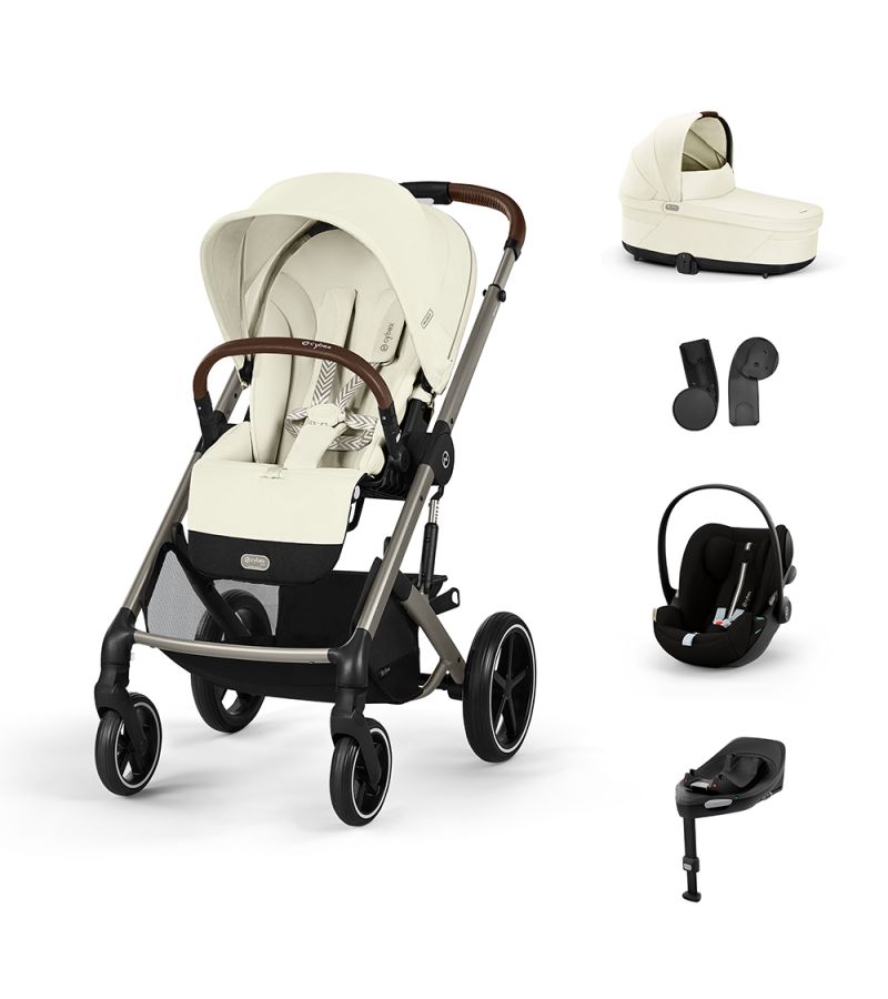 CYBEX Πολυκαρότσι 3in1 Balios S Lux Taupe Frame Seashell Beige με κάθισμα Cloud G i-size Plus Moon Black με Βάση Isofix Base G