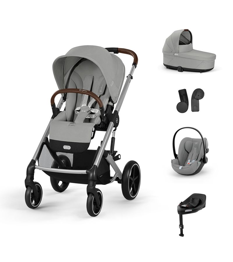 CYBEX Πολυκαρότσι 3in1 Balios S Lux Silver Frame Stone Grey με κάθισμα Cloud G i-size Plus Stone Grey με Βάση Isofix Base G
