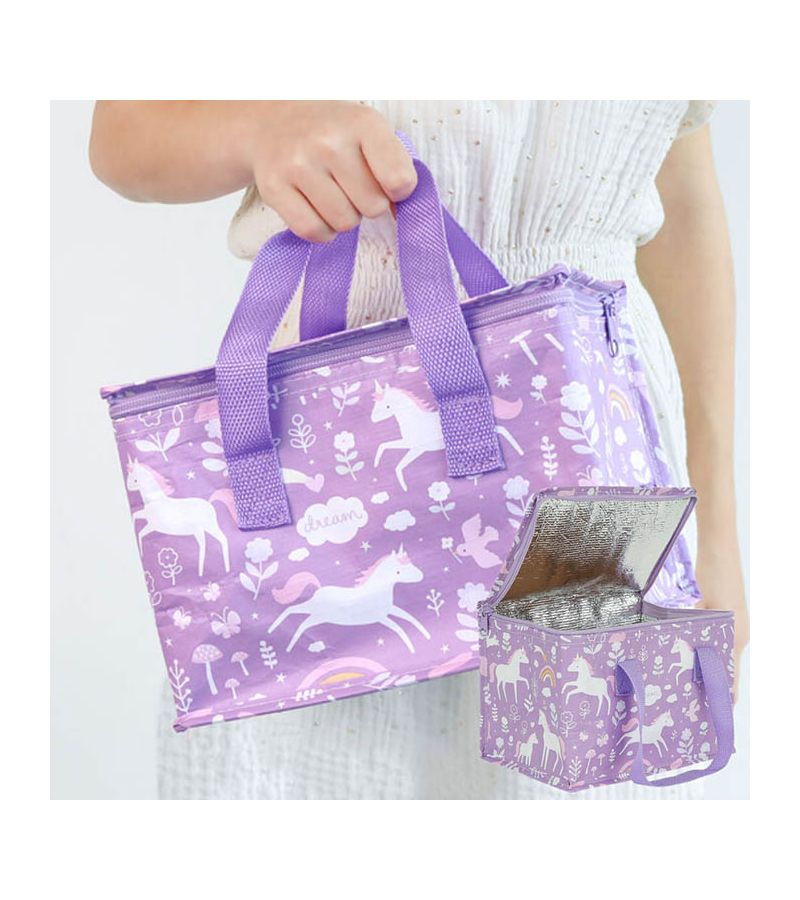 A LITLE LOVELY COMPANY Τσαντάκι μεταφοράς φαγητού 23x16x16 - Unicorn dreams CBUDPU26